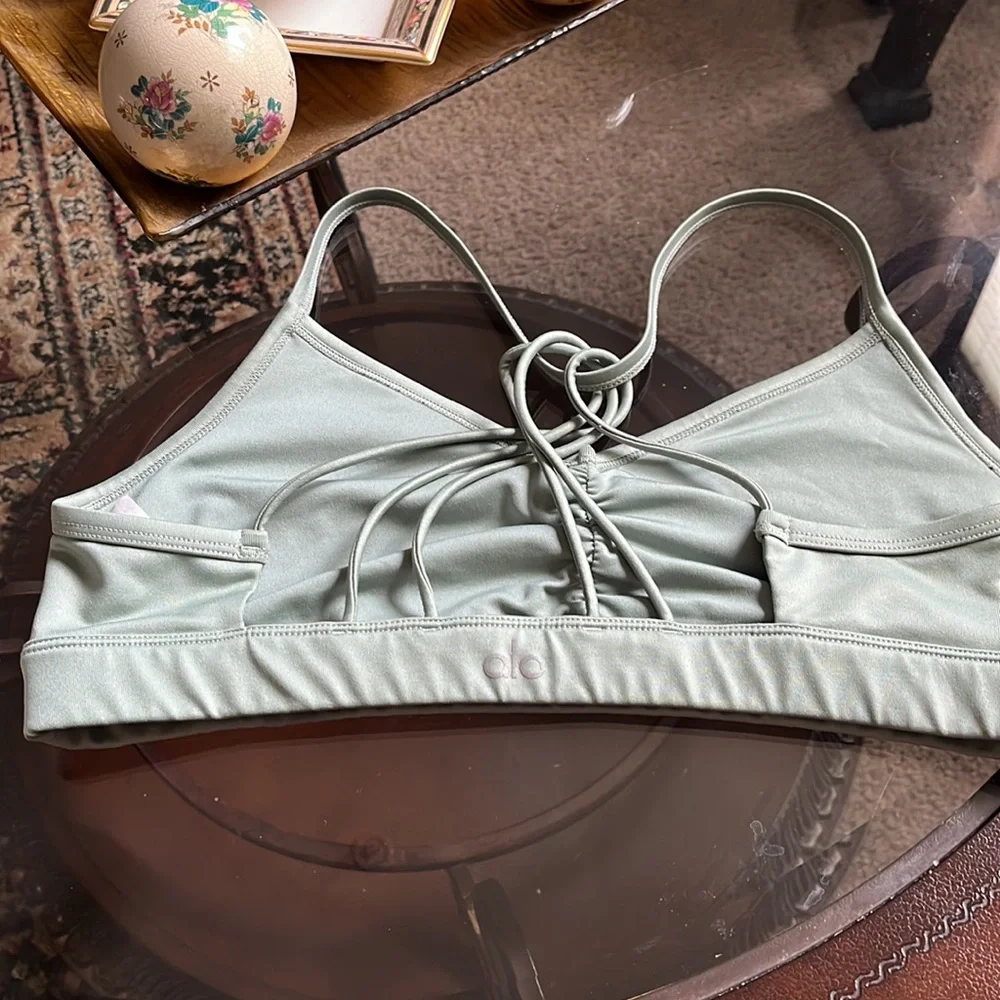 ALO Yoga Light Sage Strappy Sports Bra - Picture 2 of 8